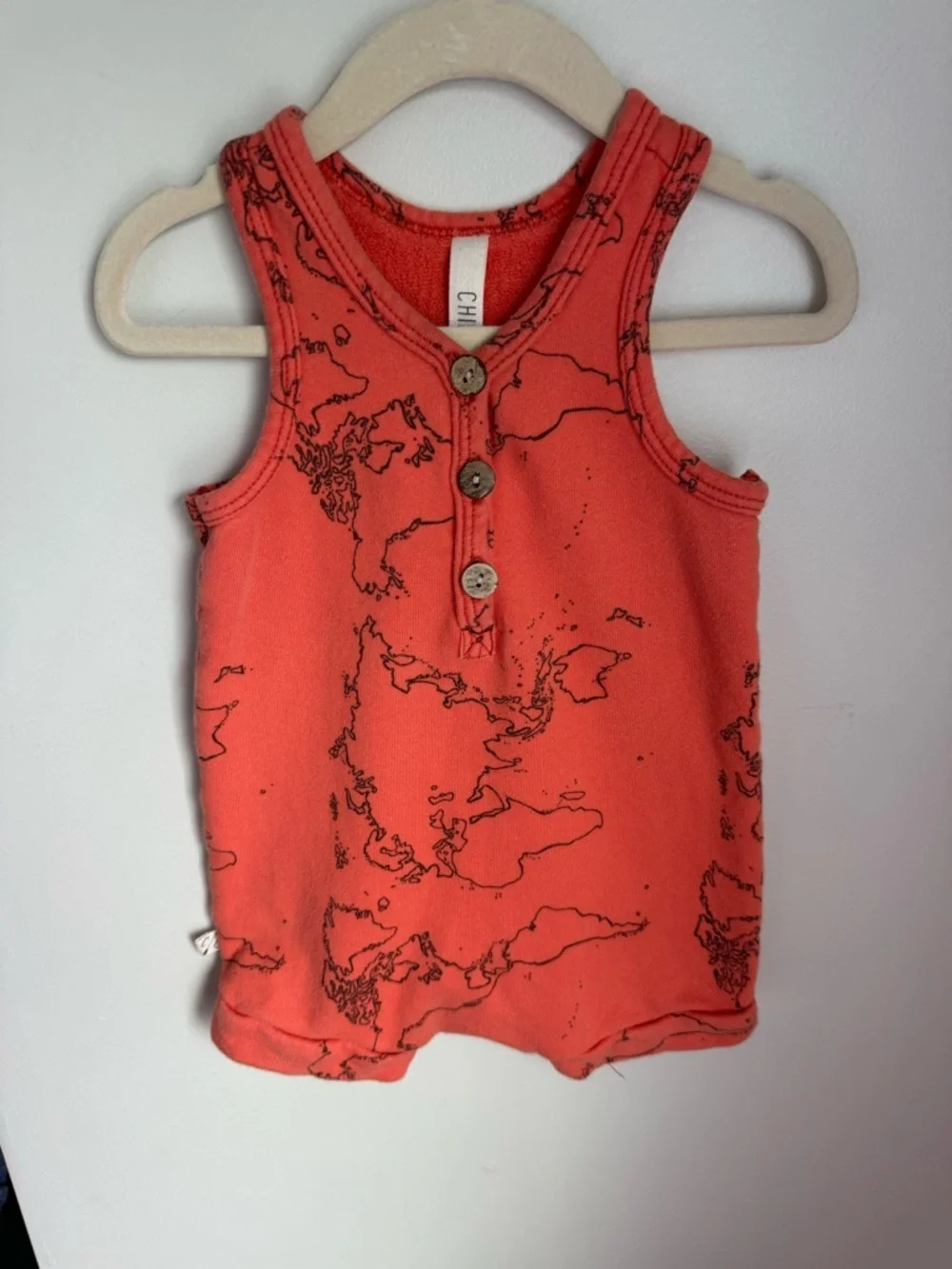 Childhoods Orange Sleeveless Romper World Map Size 12-18